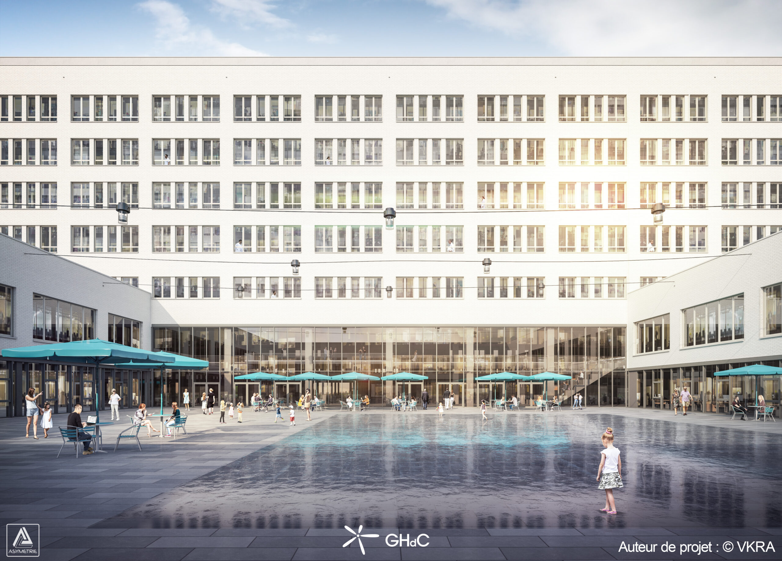 architecture-contemporaine-grand-hopital-de-charleroi-campus-des-viviers-VK-Bas-Smets-vue-patio-principal