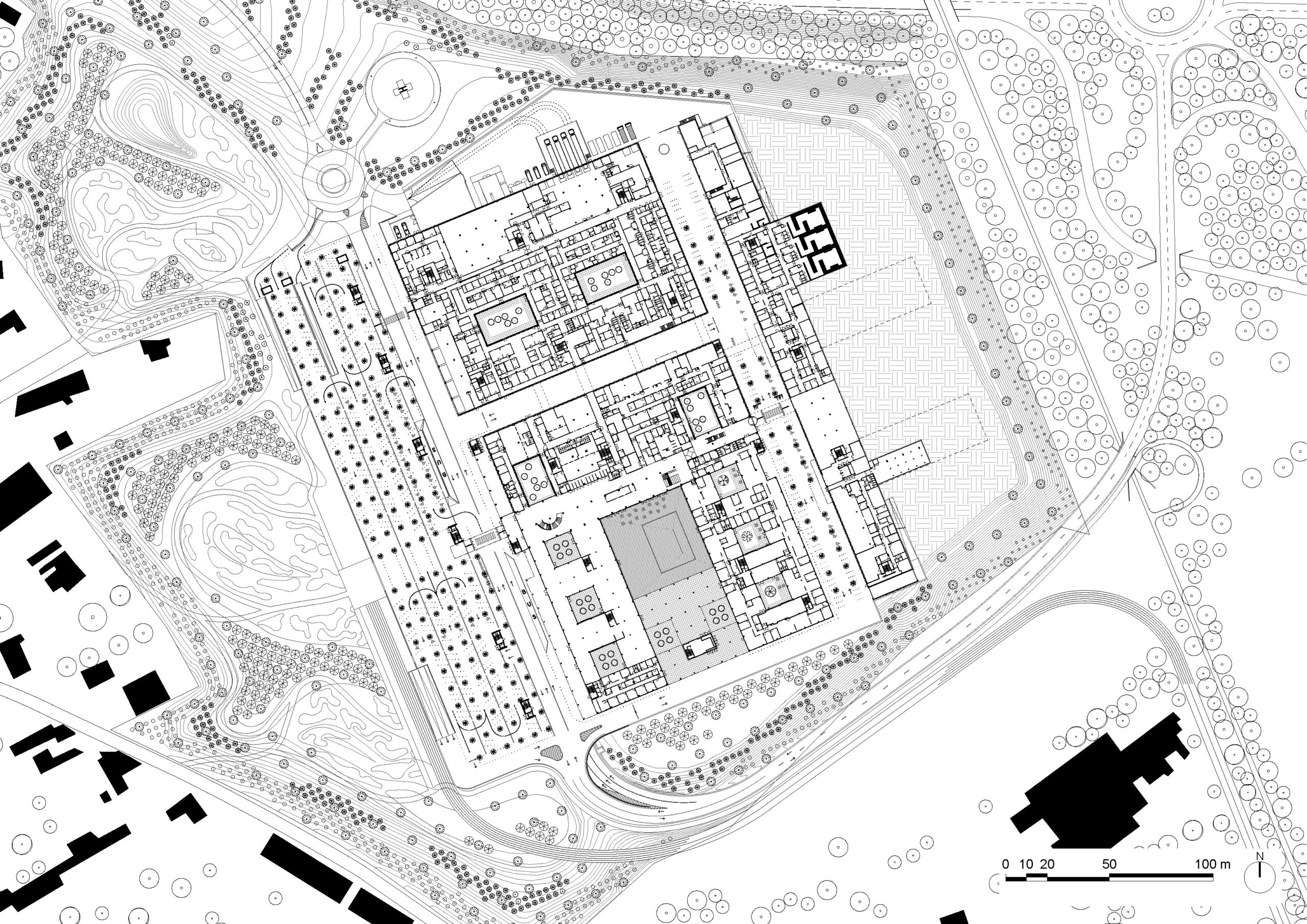 architecture-contemporaine-grand-hopital-de-charleroi-campus-des-viviers-VK-plan-implantation