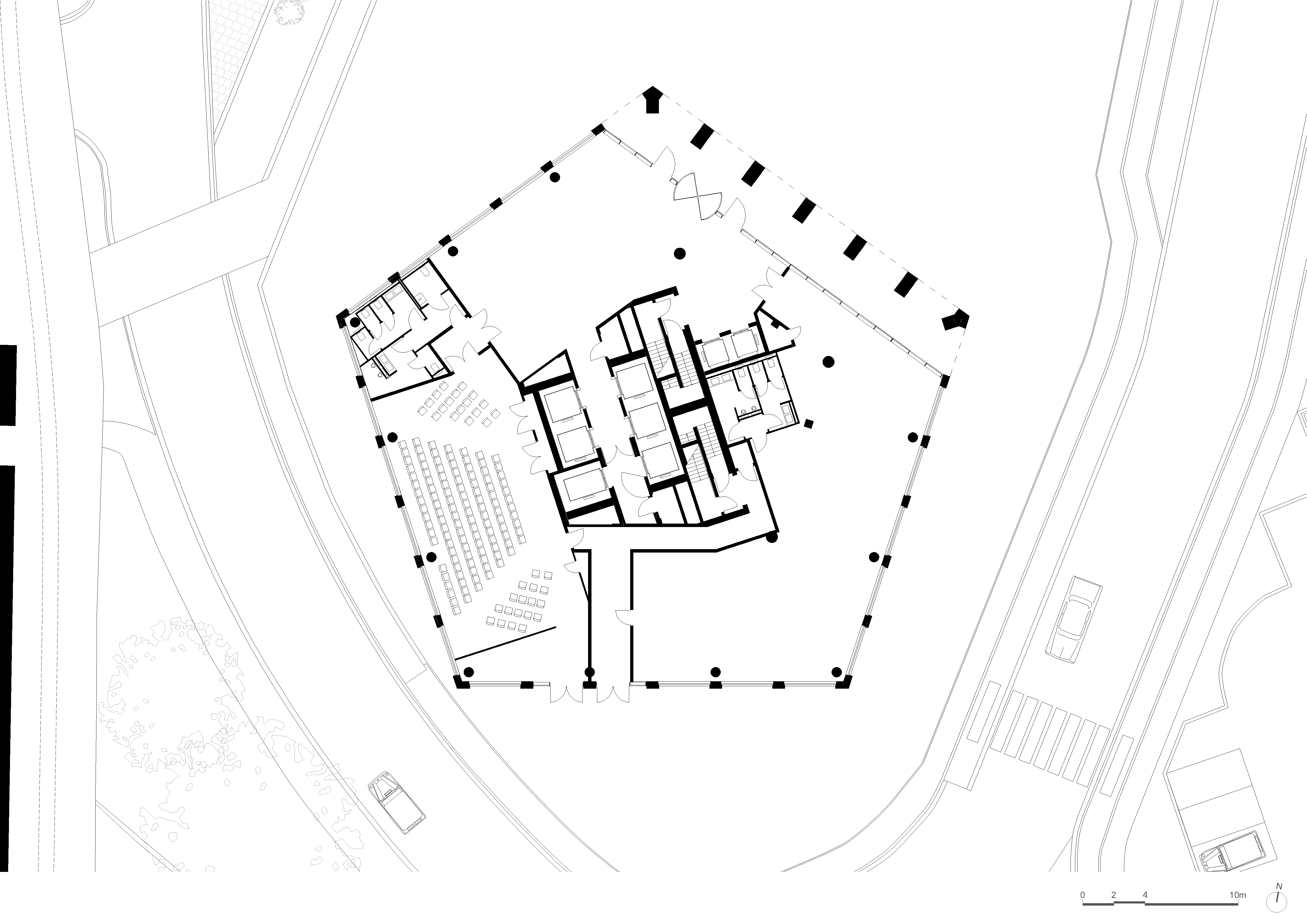 architecture-contemporaine-tour-bureaux-parkings-horizon-charleroi-eiffage-promiris-plan-rez-de-chaussée