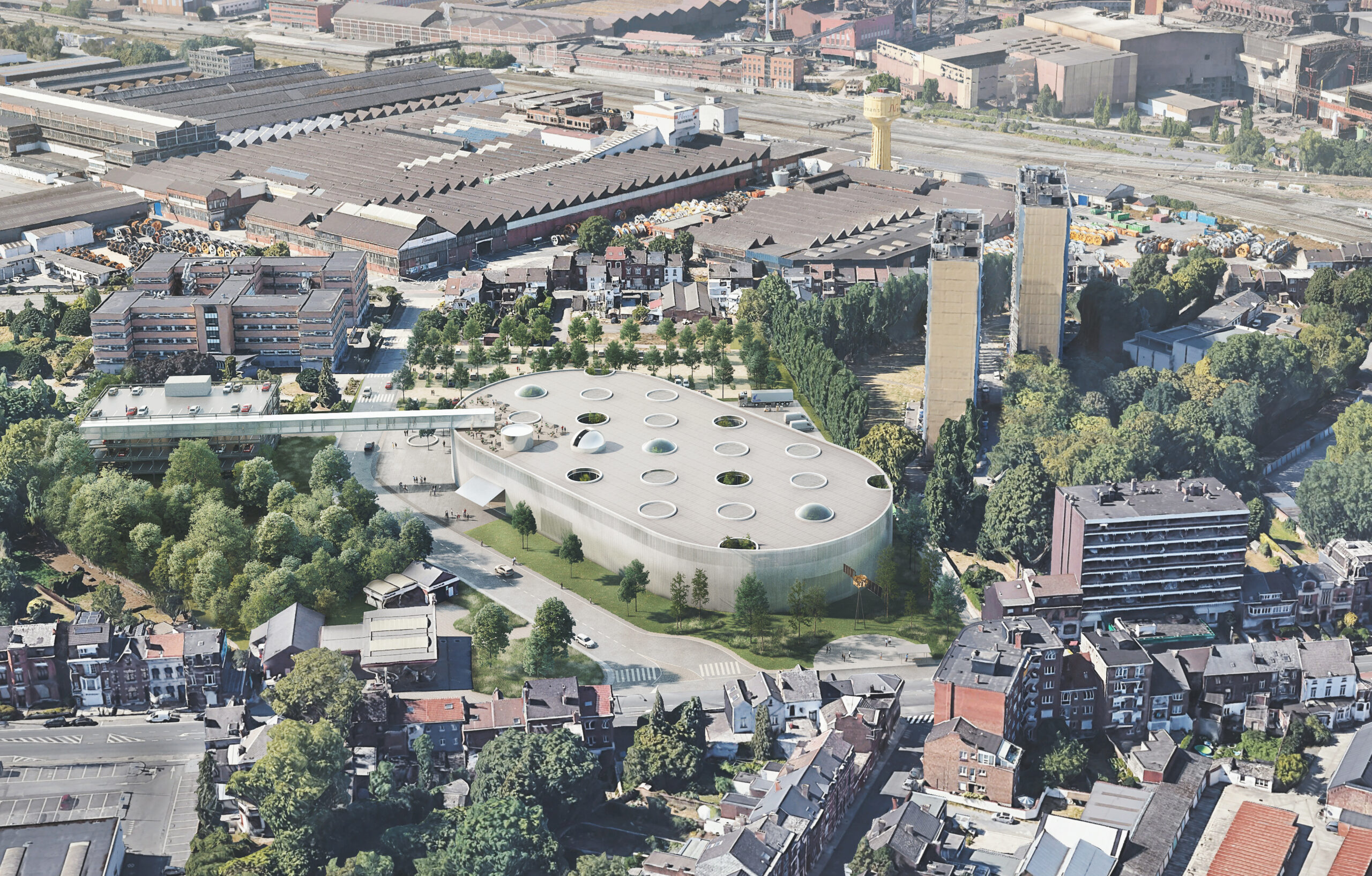 architecture-industrielle-contemporaine-usine-satellites-megafactory-aerospacelab-Office-KGDVS-Charleroi-vue-aérienne