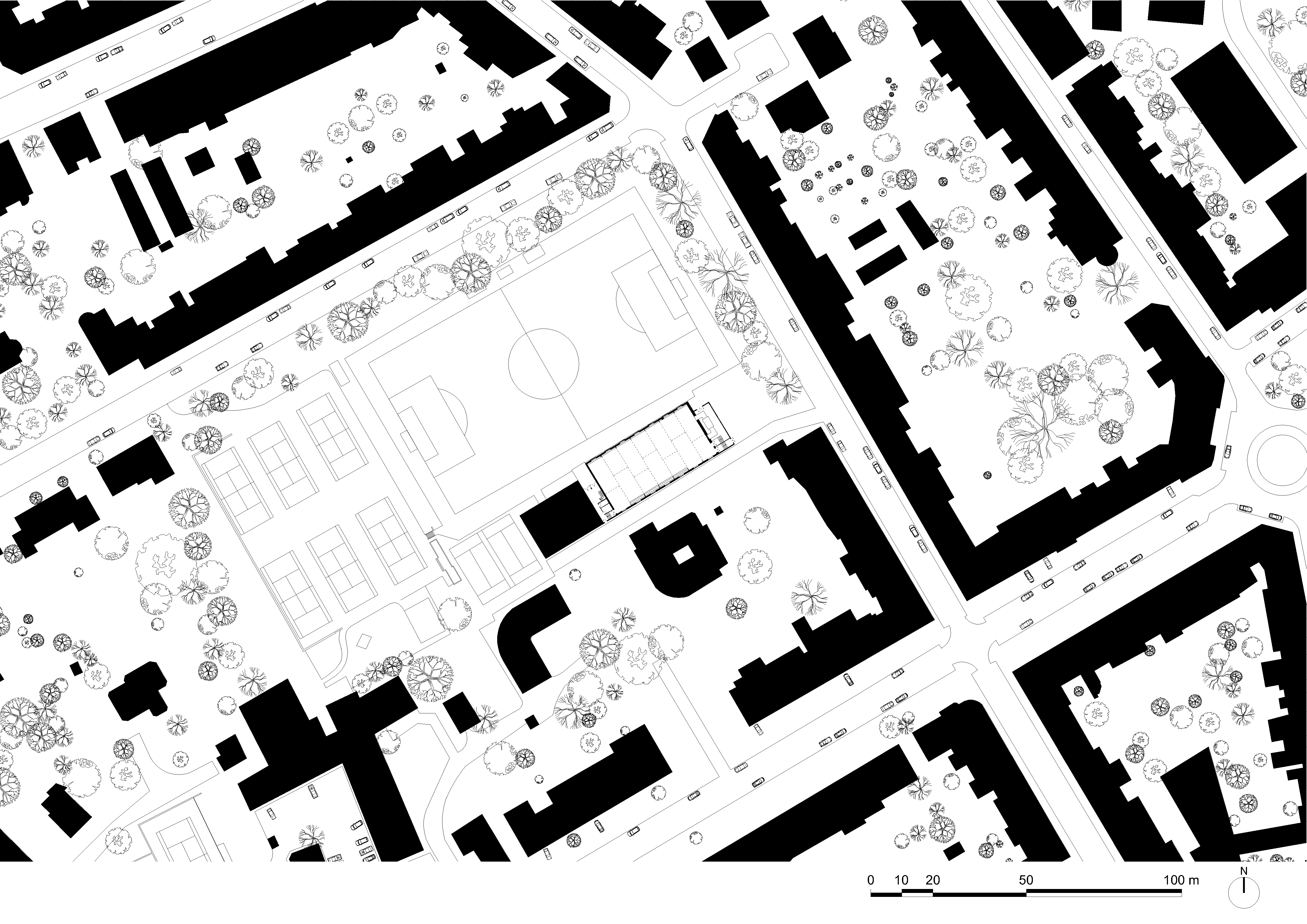 architecture-contemporaine-rénovation--salle-polyvalente-Bruxelles-Berchem-Saint-Agathe-plan-implantation