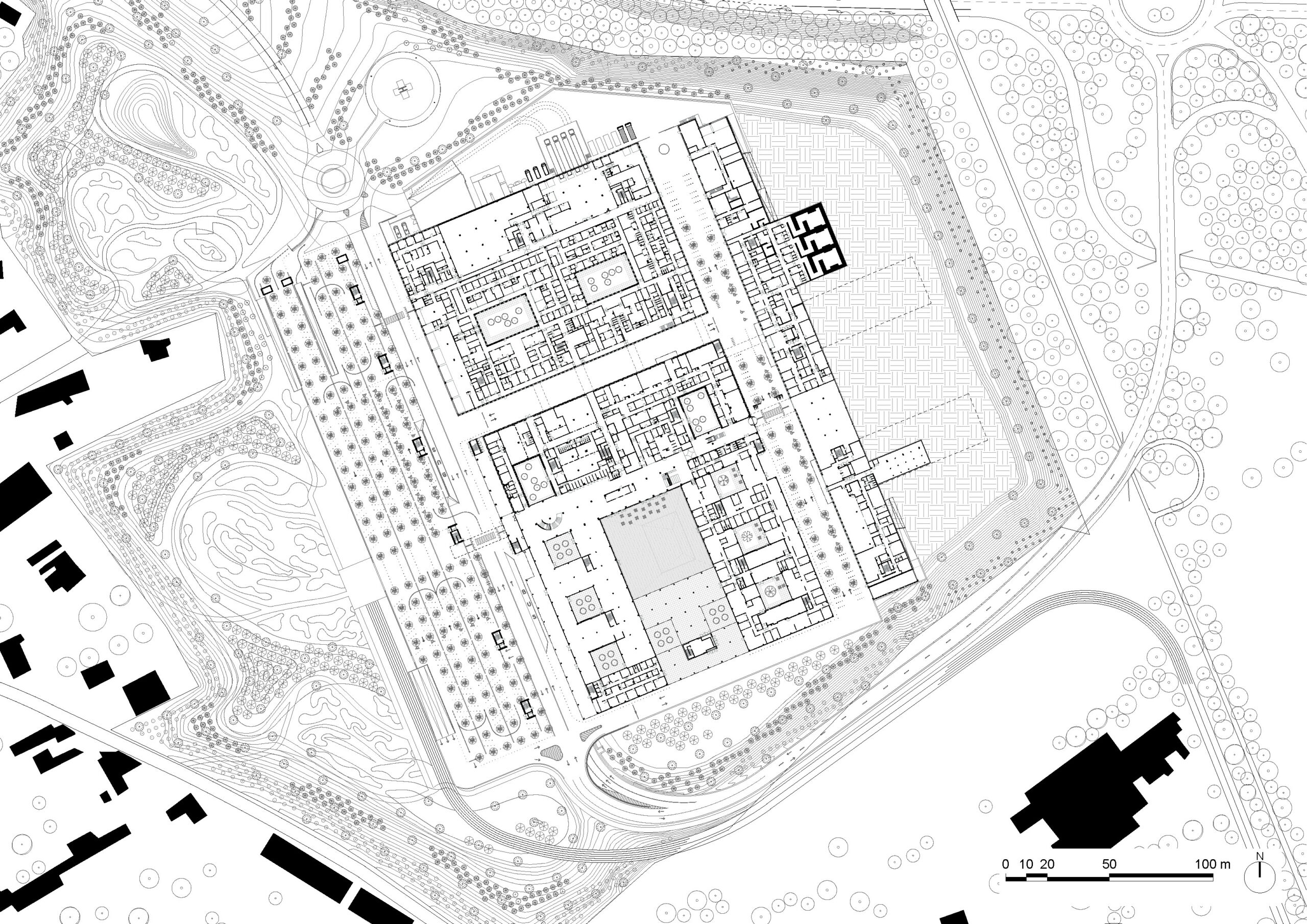 architecture-contemporaine-grand-hopital-de-charleroi-campus-des-viviers-VK-plan-implantation