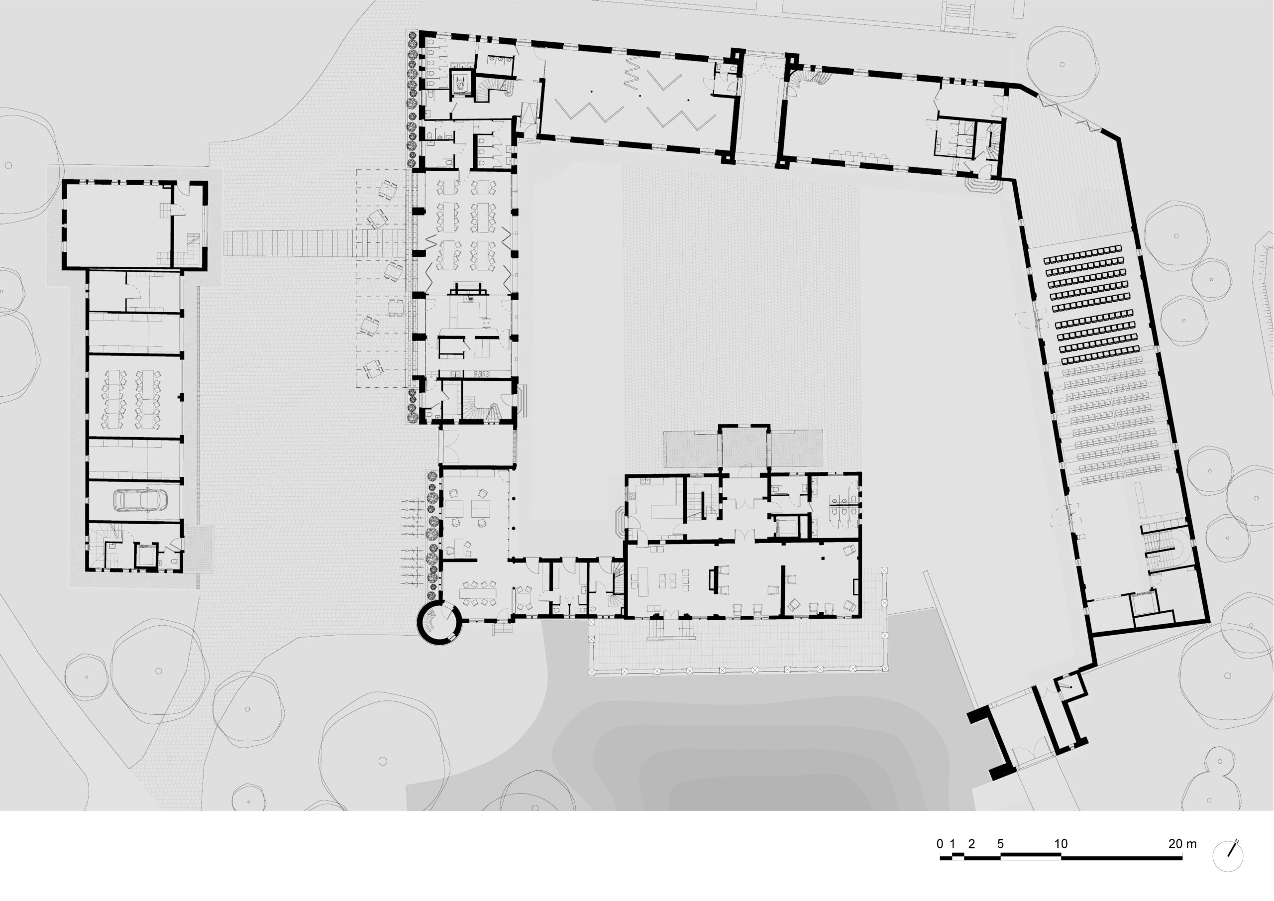 architecture-contemporaine-rénovation-extension-château-Karreveld-plan-rez-de-chaussee